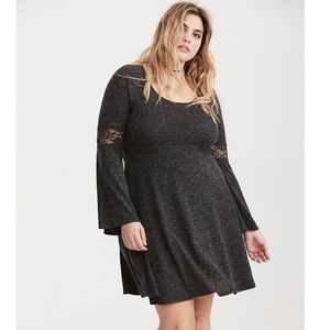Torrid Lace Inset Hacci Knit Skater Dress